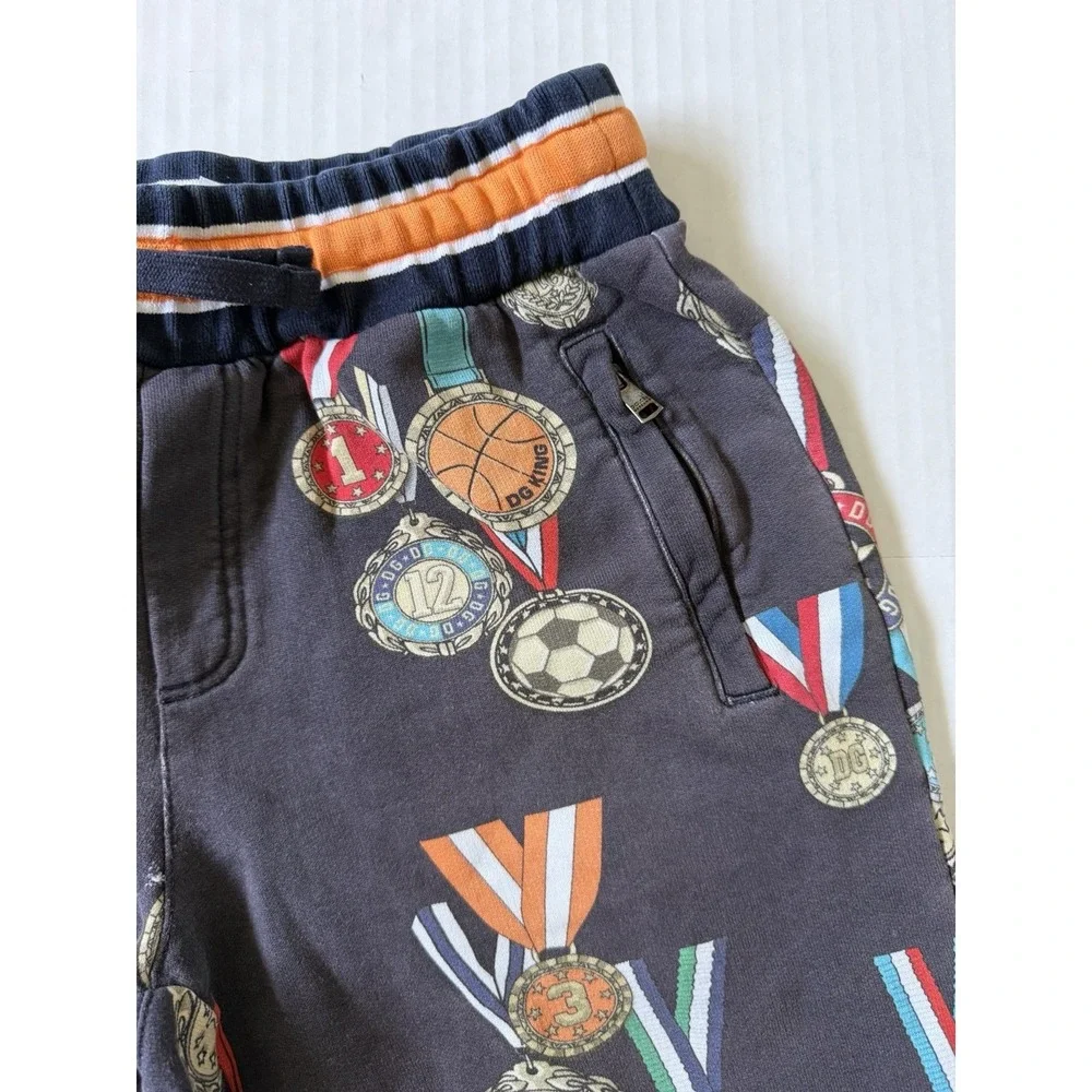 Dolce & Gabbana Kids Medal Print Joggers Boys Size 11/12 Cotton Italy